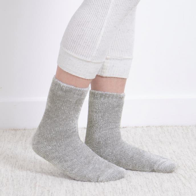 totes toasties® Ladies Fair Isle & Chenille Supersoft Bed Socks (Twin Pack) Grey / Fair Isle Extra Image 2